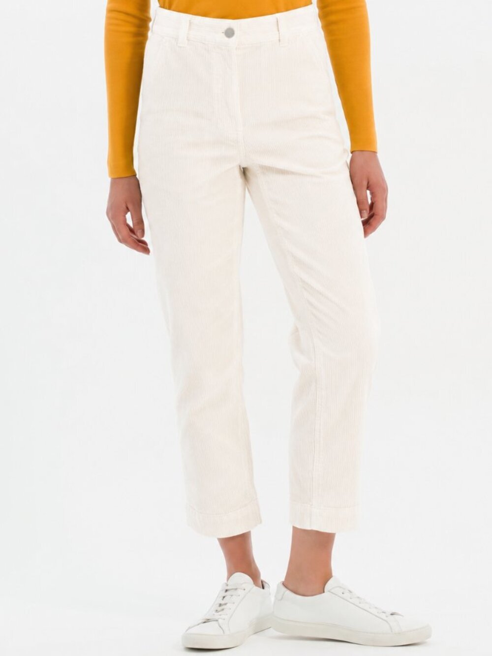 Everlane Women's White Corduroy Straight Leg Crop Pants Size 8 36900 - Picture 3 of 9